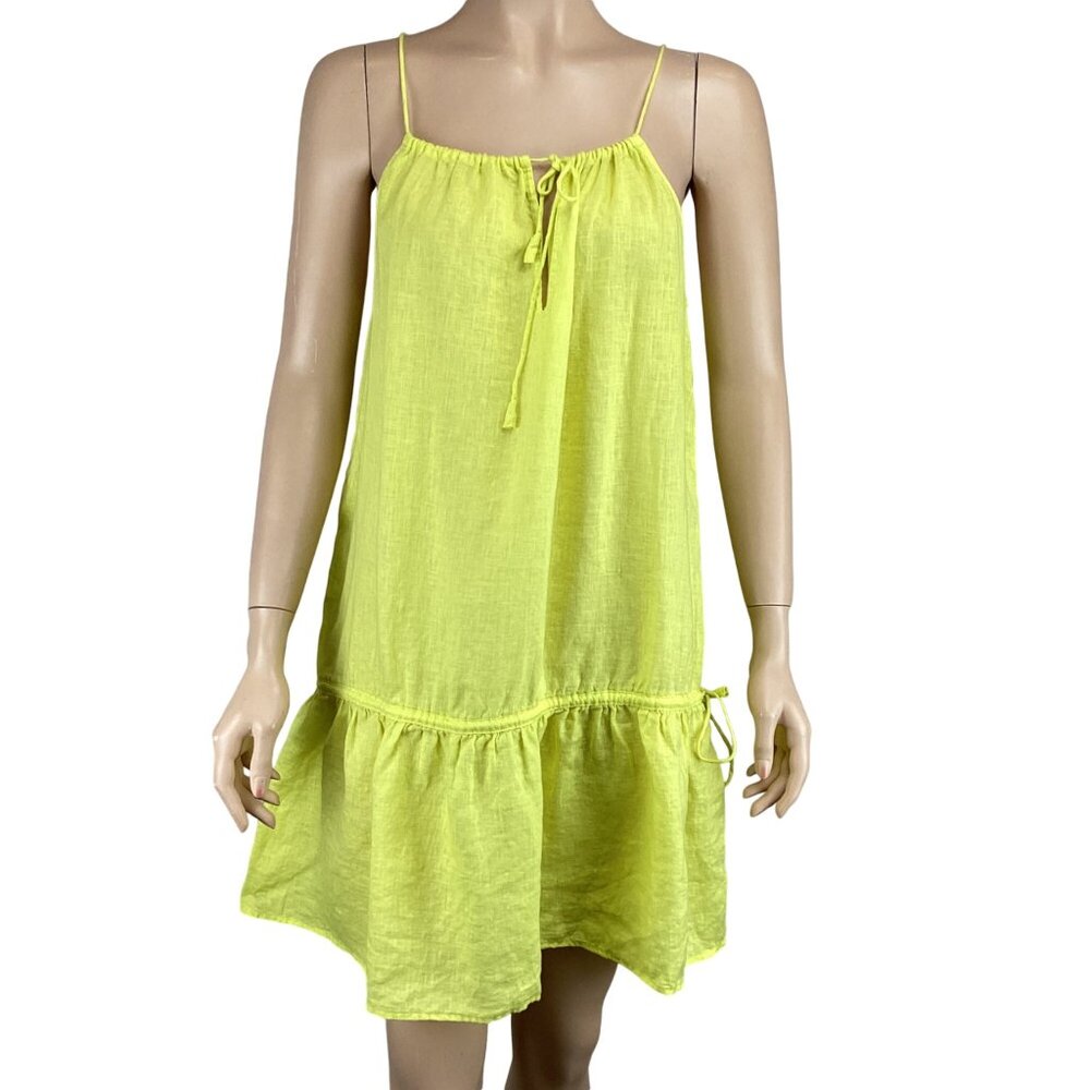 J.Crew‎ Dress Size Medium Yellow Linen Tiered Tank Lightweight Beach